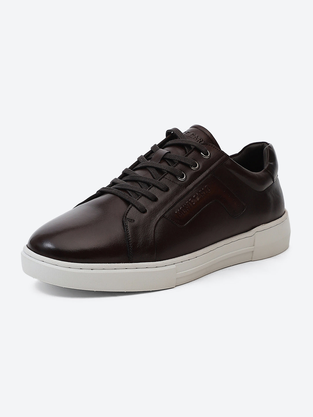 Men Brown Lace Up Genuine Leather Casual Sneakers