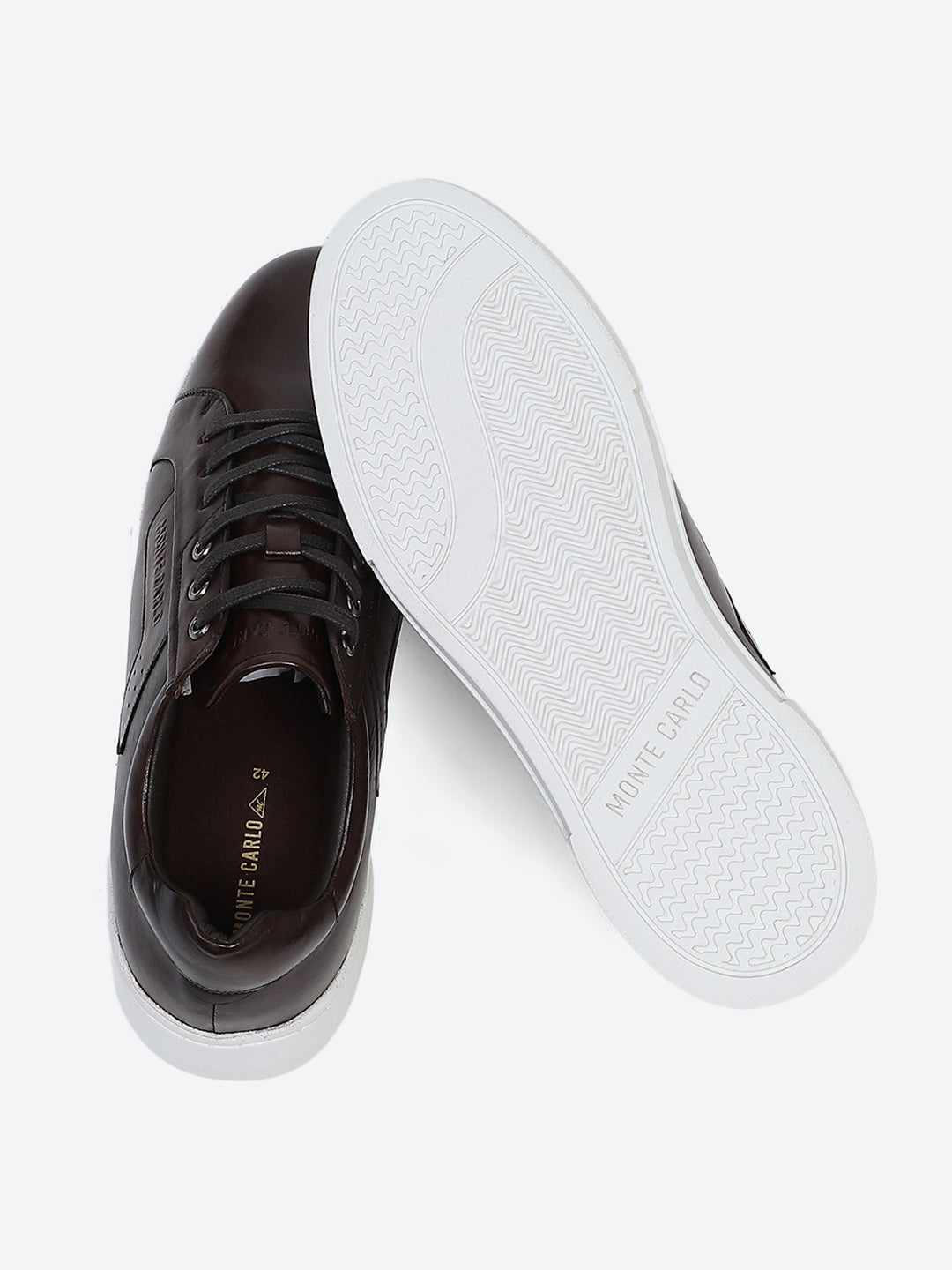 Men Brown Lace Up Genuine Leather Casual Sneakers