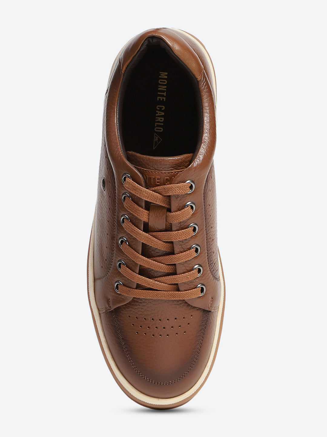 Men Tan Casual Lace Up Genuine Leather Sneaker