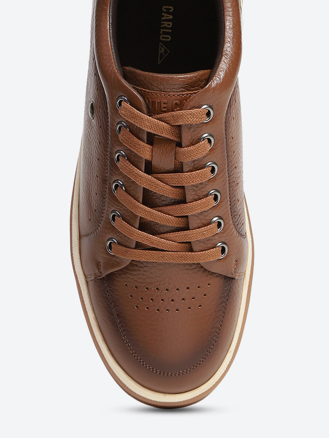 Men Tan Casual Lace Up Genuine Leather Sneaker
