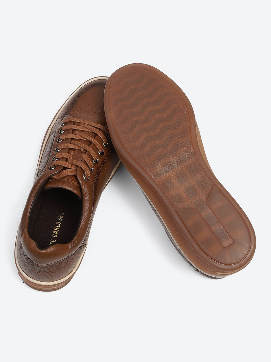 Men Tan Casual Lace Up Genuine Leather Sneaker