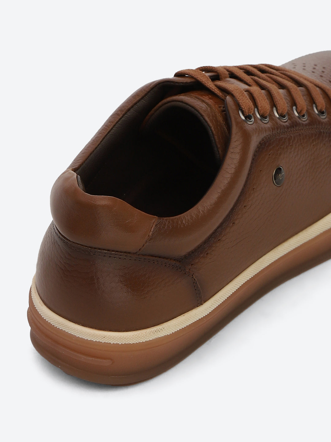 Men Tan Casual Lace Up Genuine Leather Sneaker