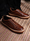 Men Tan Casual Lace Up Genuine Leather Sneaker