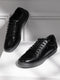 Monte Carlo Black Comfort Low-Top Leather Casual Sneakers for Men