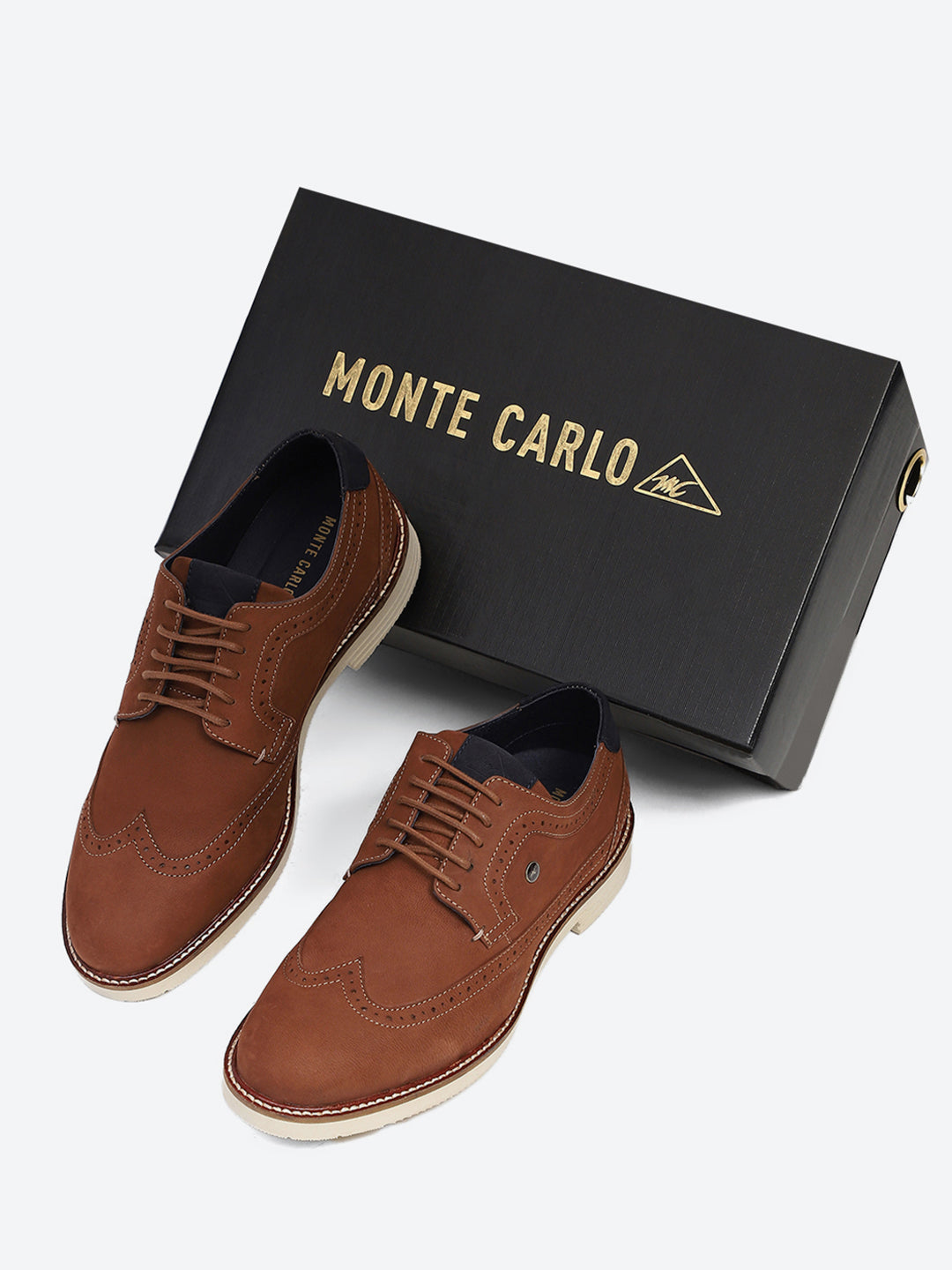 Men Brown Lace Up Genuine Leather Casual Brogues