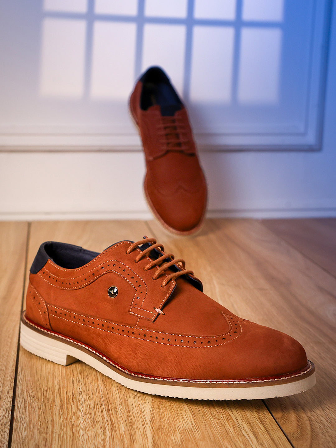 Men Brown Lace Up Genuine Leather Casual Brogues