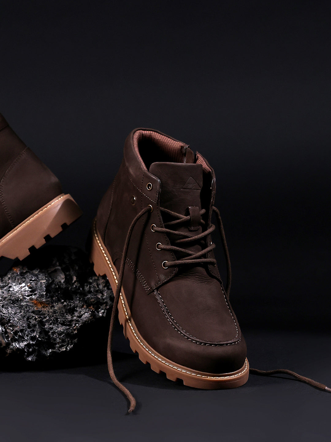 Men Brown Genuine Leather Lace Up Boots