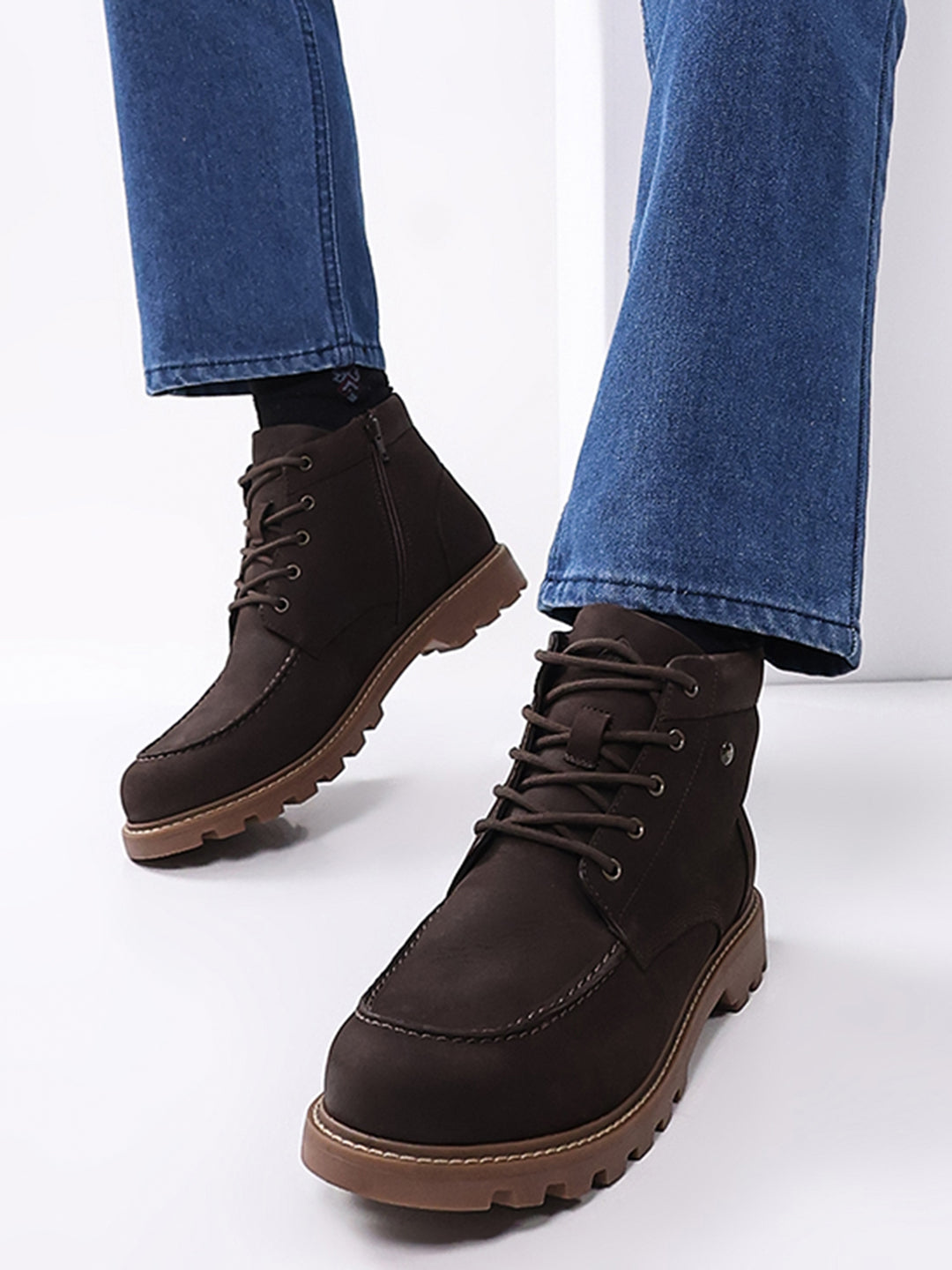 Men Brown Genuine Leather Lace Up Boots
