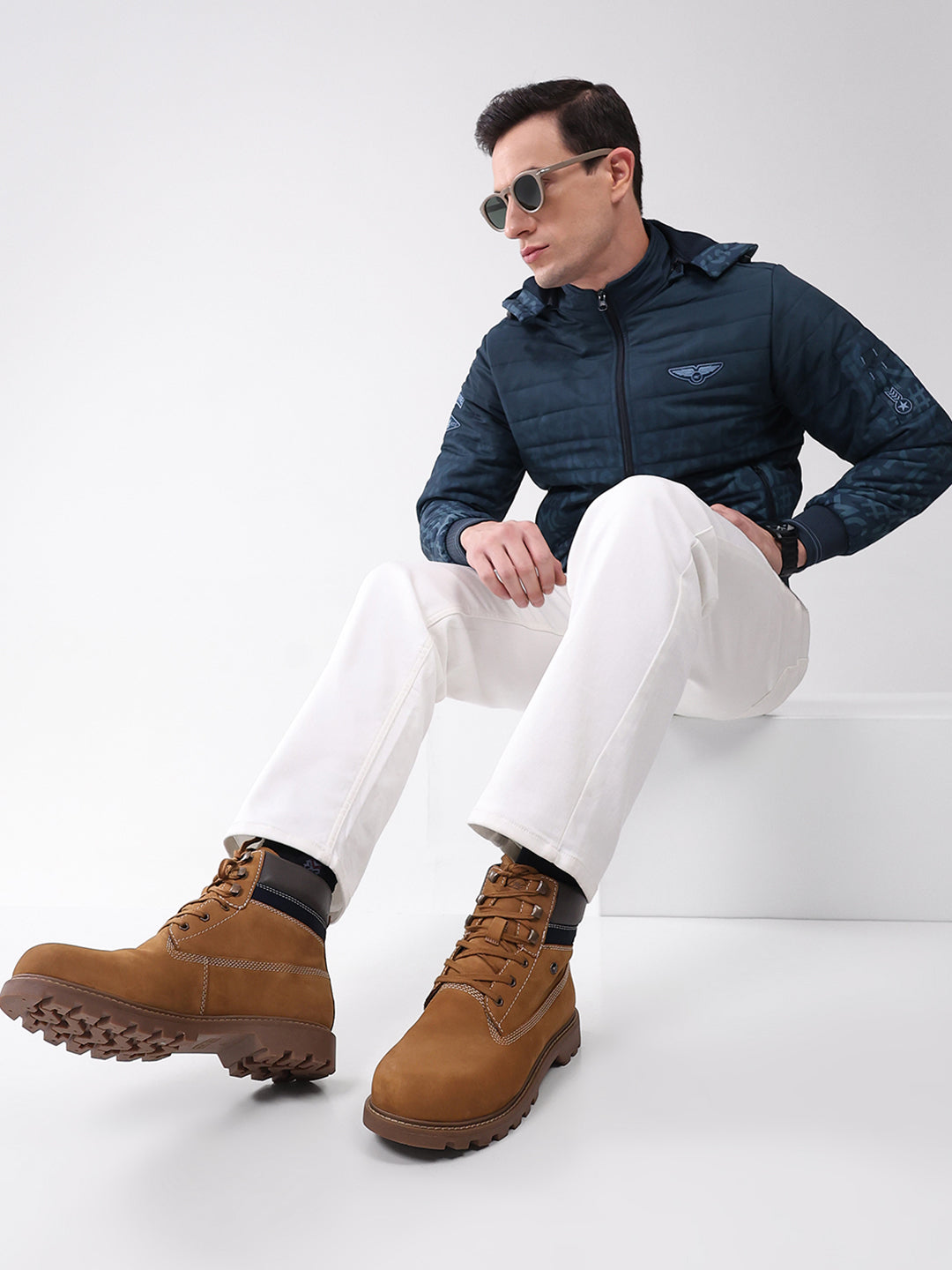 Men Tan Genuine Leather Lace Up Boots