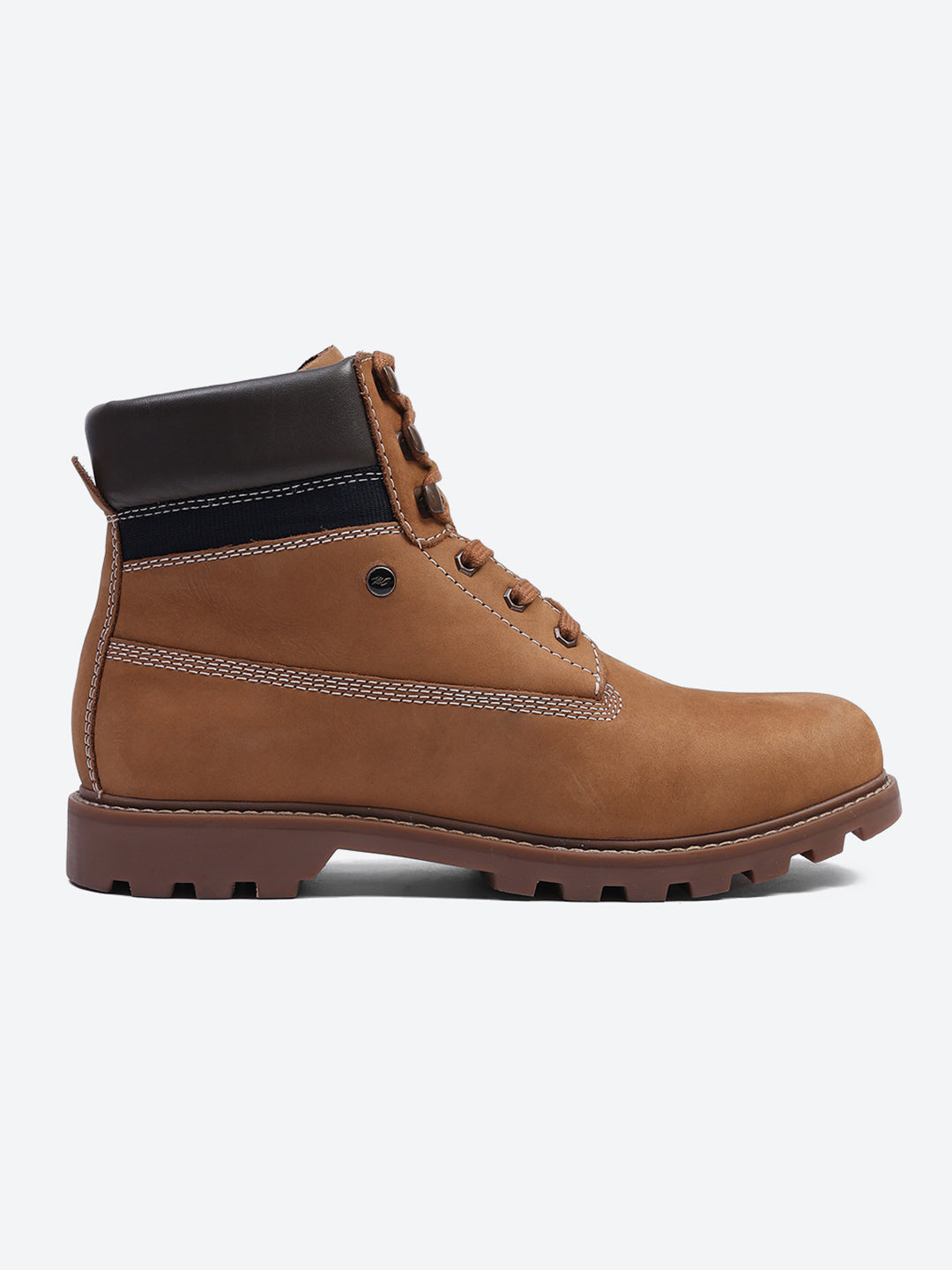 Men Tan Genuine Leather Lace Up Boots