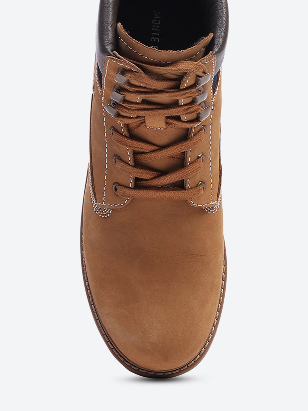 Men Tan Genuine Leather Lace Up Boots