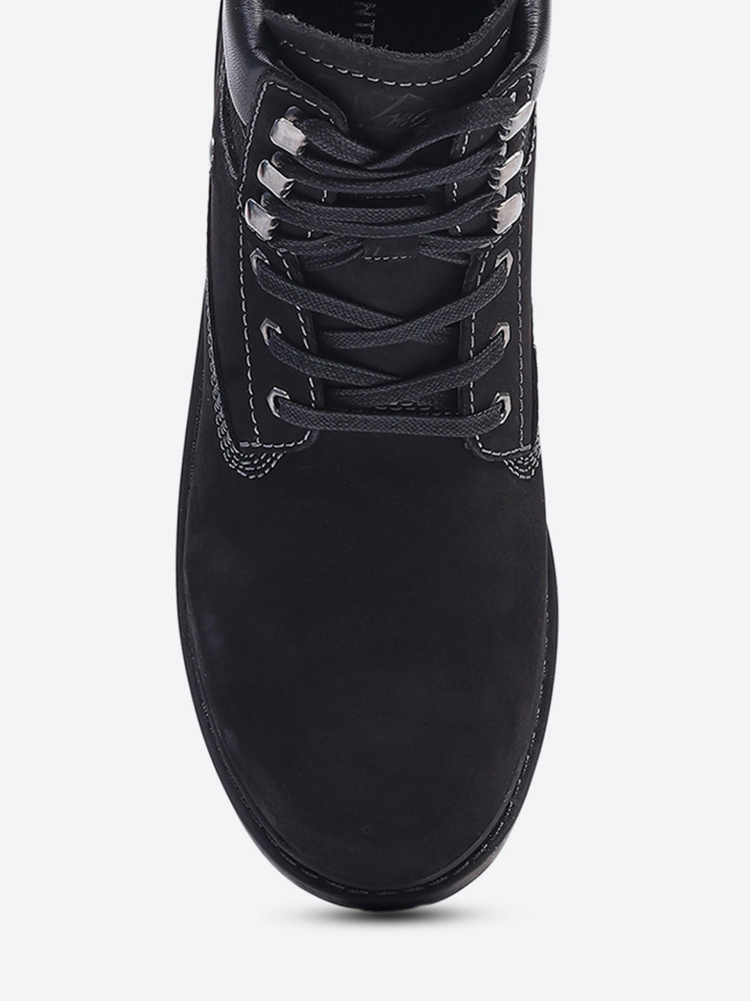 Men Black Genuine Leather Lace Up Boots