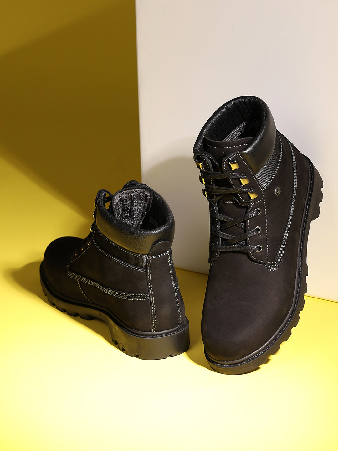 Buy Men Black Genuine Leather Lace Up Boots Online in India