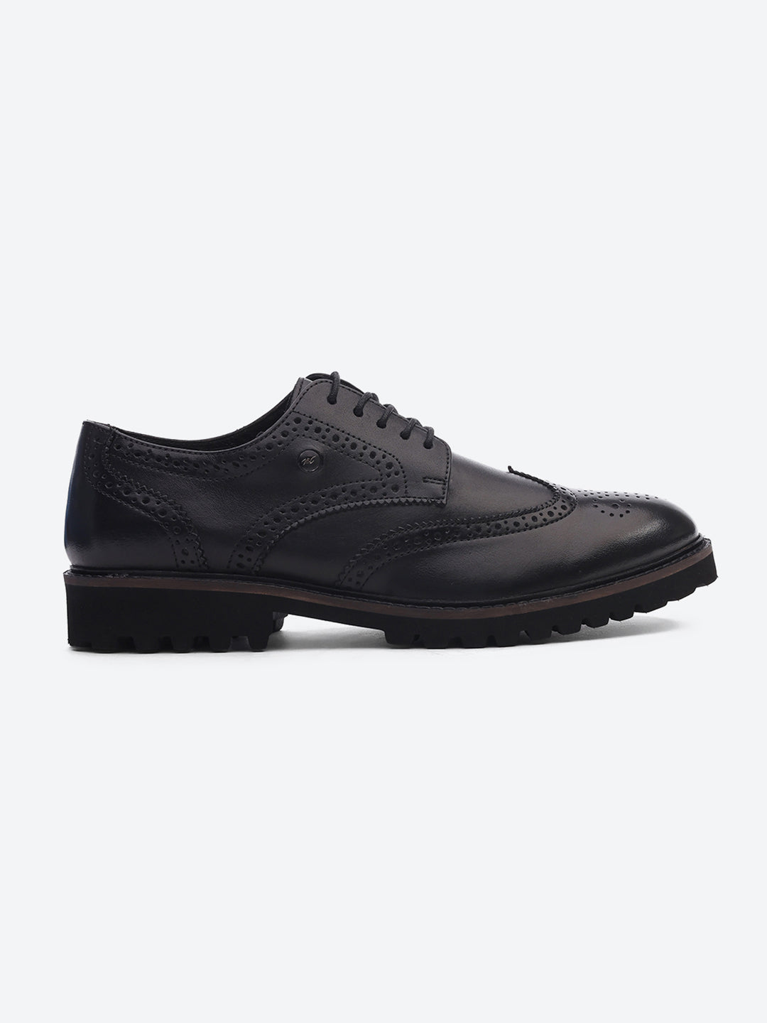 Men Black Lace Up Genuine Leather Formal Brogues