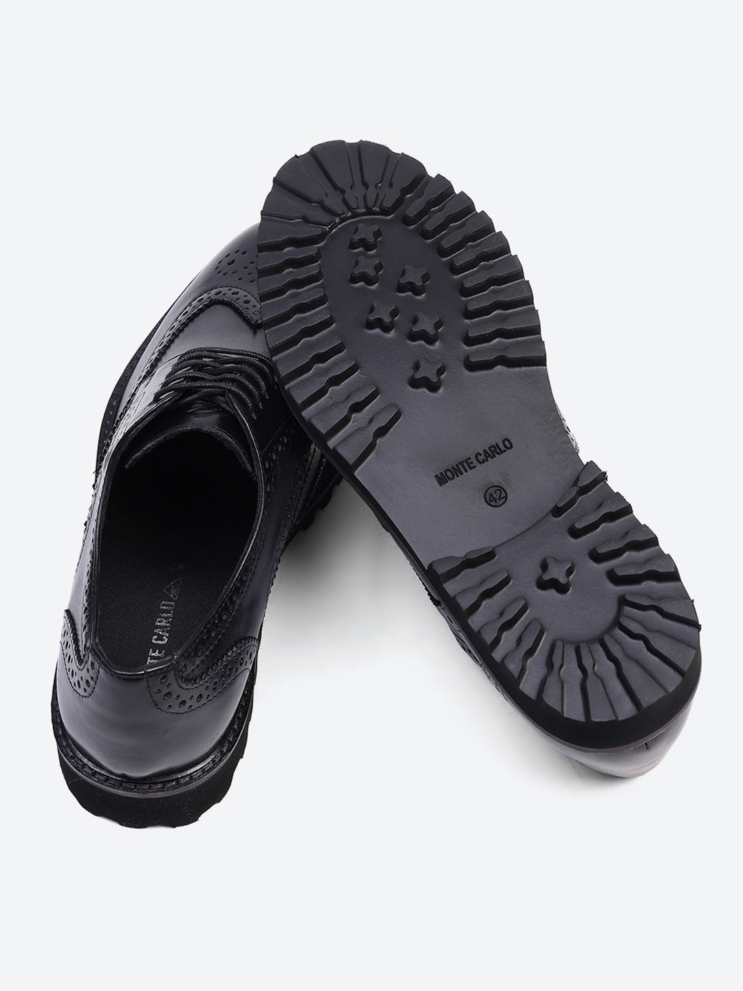 Men Black Lace Up Genuine Leather Formal Brogues