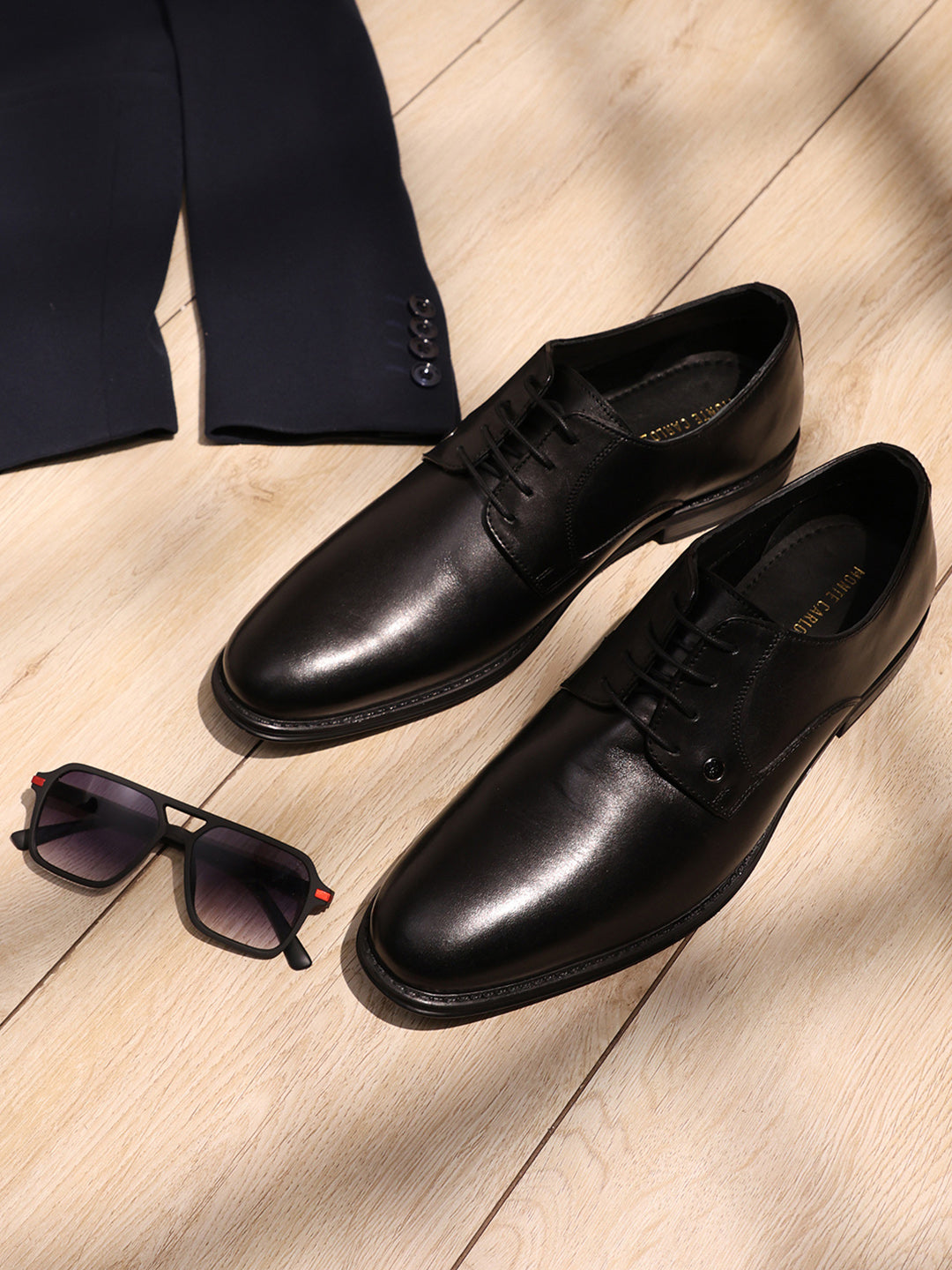 Men Black Lace Up Genuine Leather Formal Derby