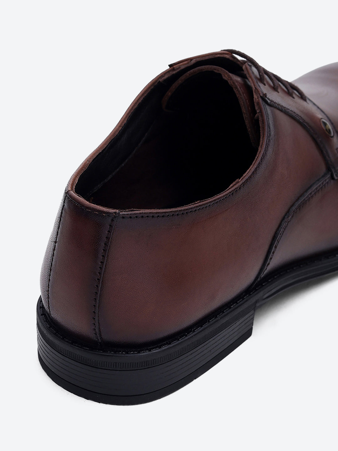 Men Brown Lace Up Genuine Leather Formal Derby