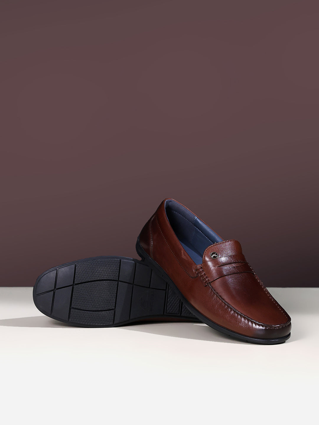 Men Brown Slip on Genuine Leather Loafers