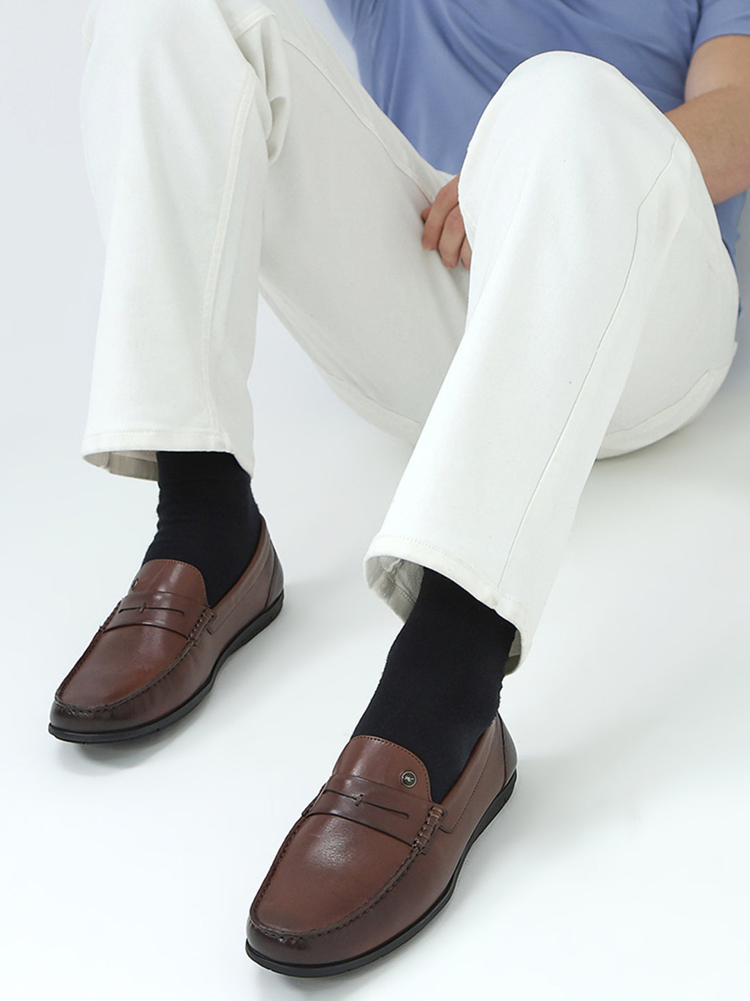 Men Brown Slip on Genuine Leather Loafers