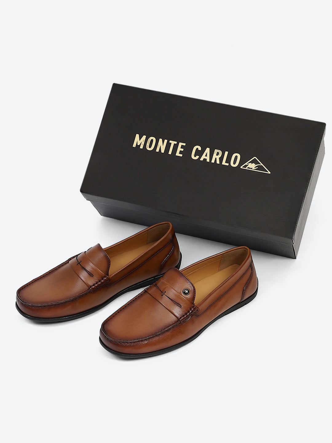 Men Tan Slip on Genuine Leather Loafers