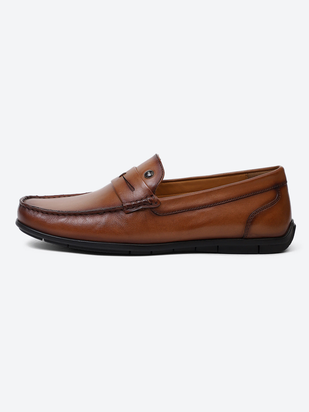 Men Tan Slip on Genuine Leather Loafers