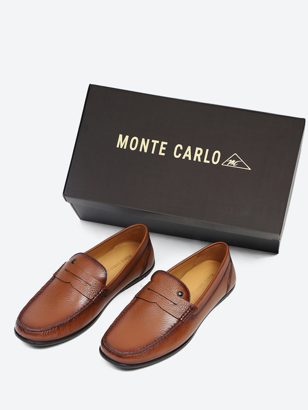 Men Tan Slip on Genuine Leather Loafers