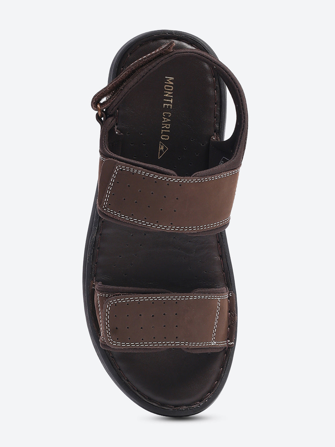 Men Brown Velcro Leather Sandals