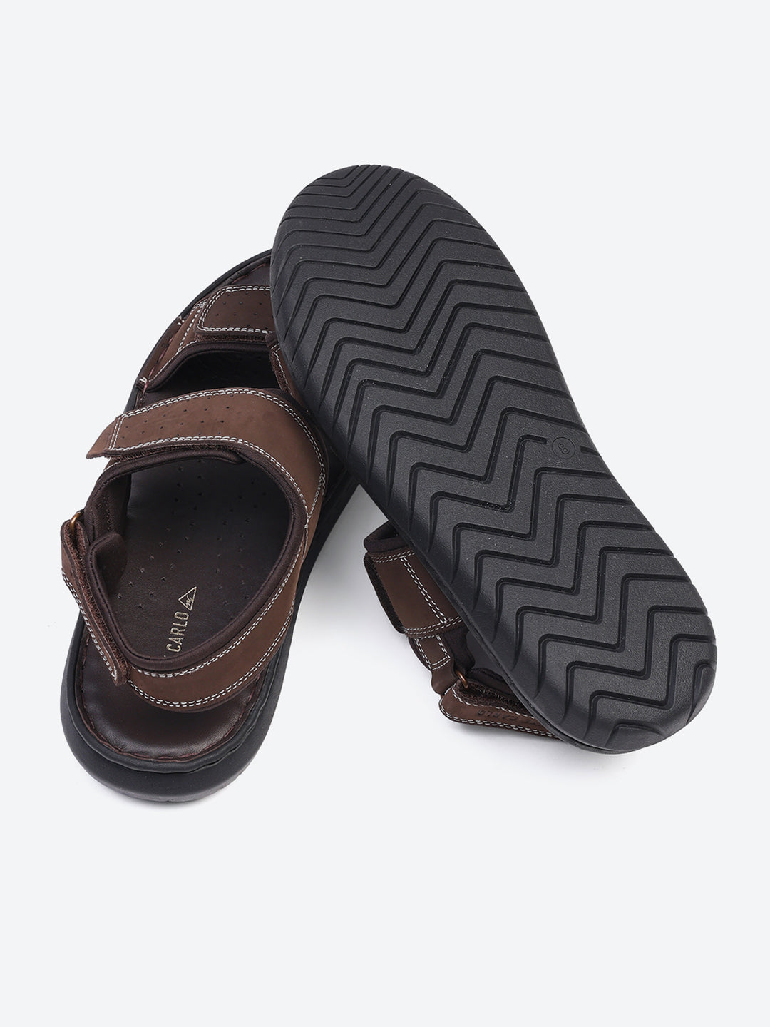 Men Brown Velcro Leather Sandals
