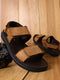 Men Tan Velcro Leather Sandals