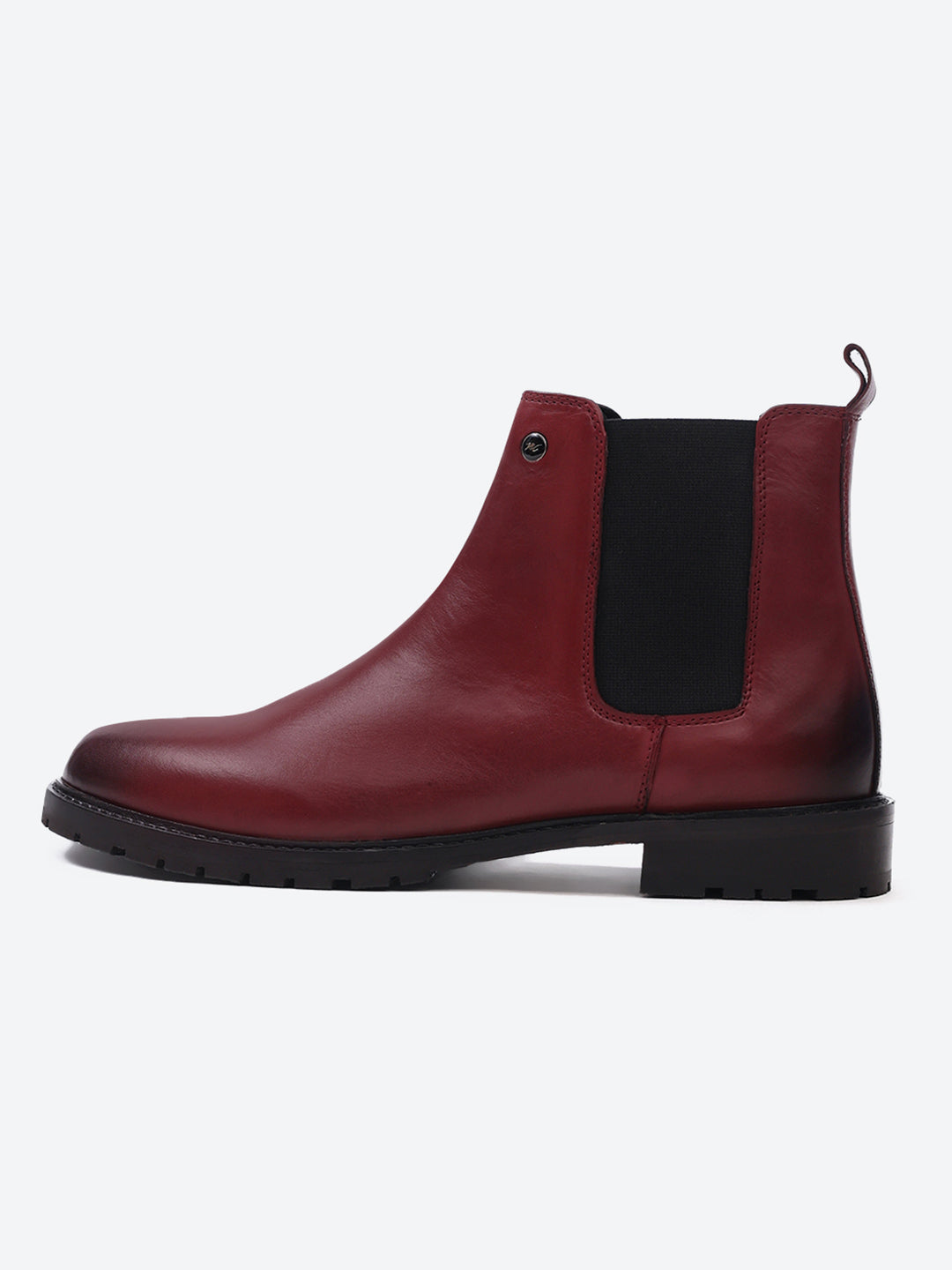 Men Cherry Slip on Leather Chelsea Boots