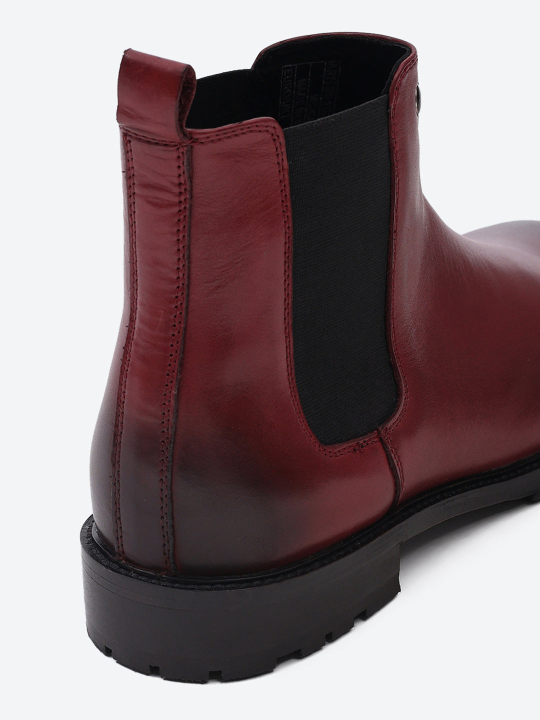 Men Cherry Slip on Leather Chelsea Boots