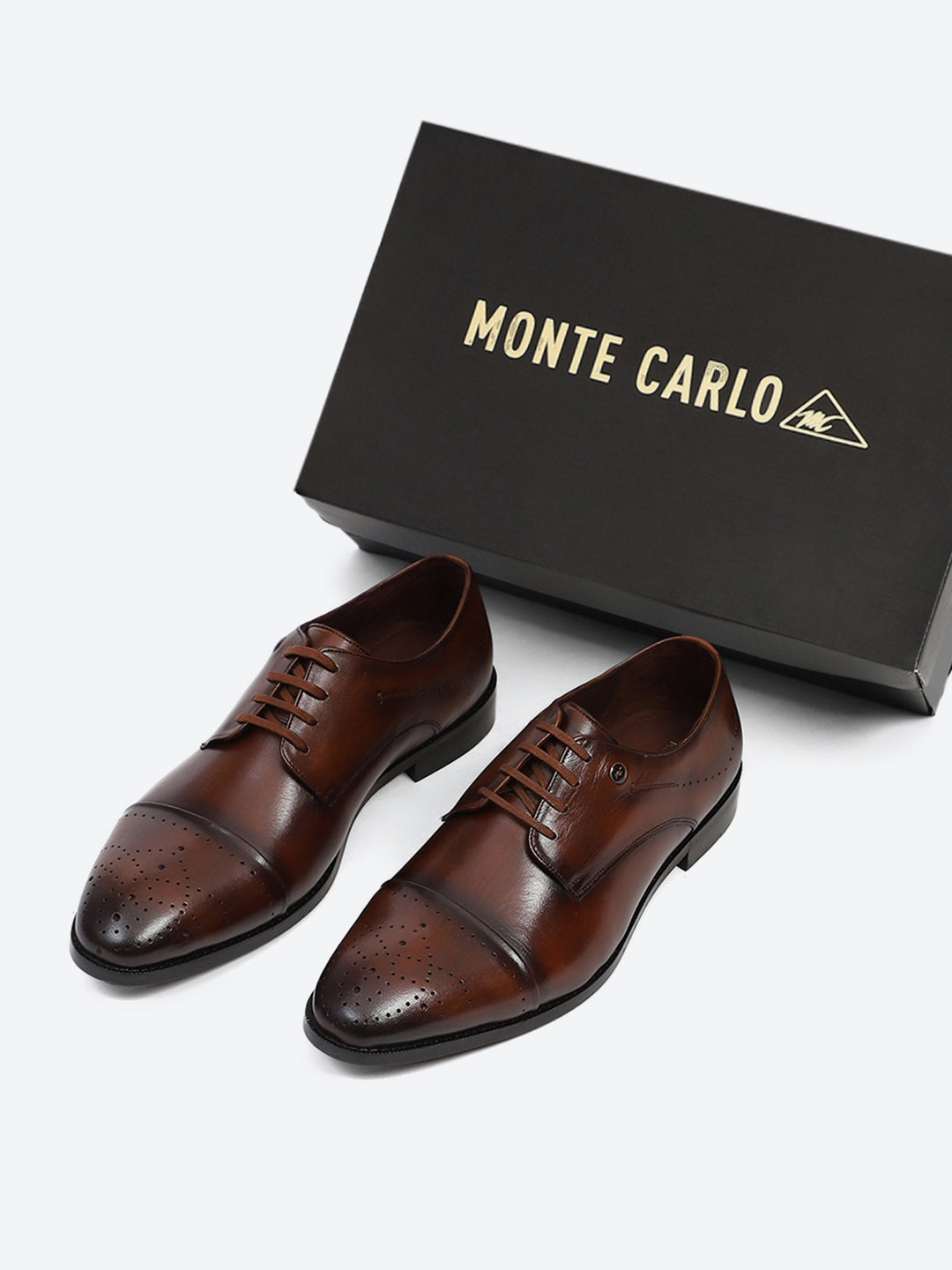 Men Tan Lace Up Genuine Leather Formal Shoes