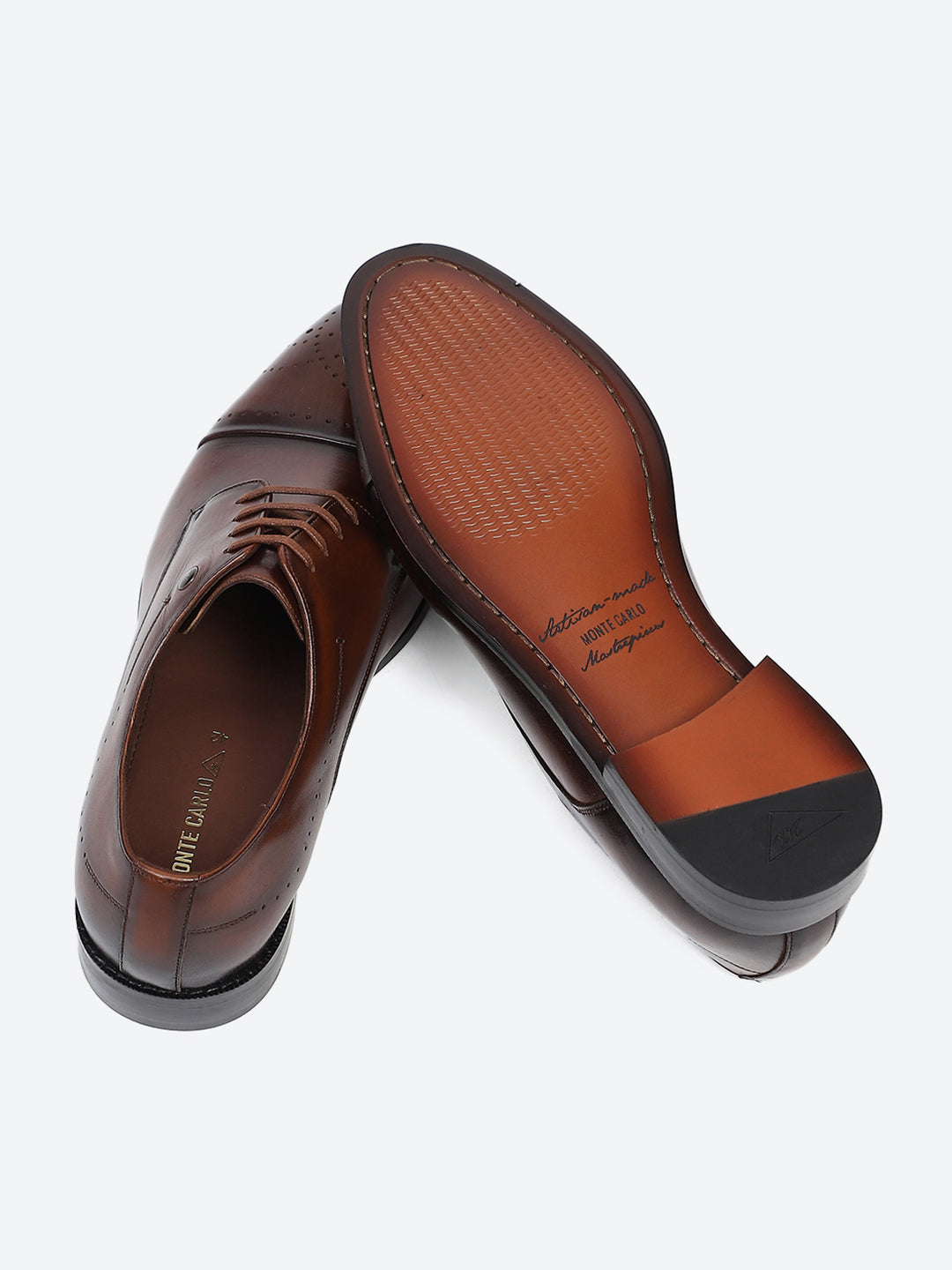 Men Tan Lace Up Genuine Leather Formal Shoes