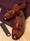 Men Tan Lace Up Genuine Leather Formal Shoes
