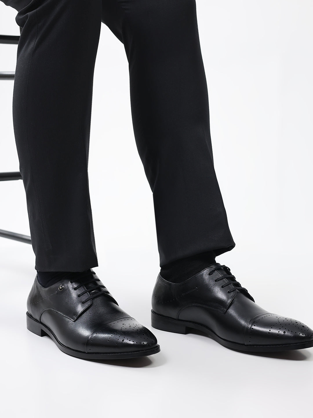 Men Black Lace Up Genuine Leather Formal Shoes