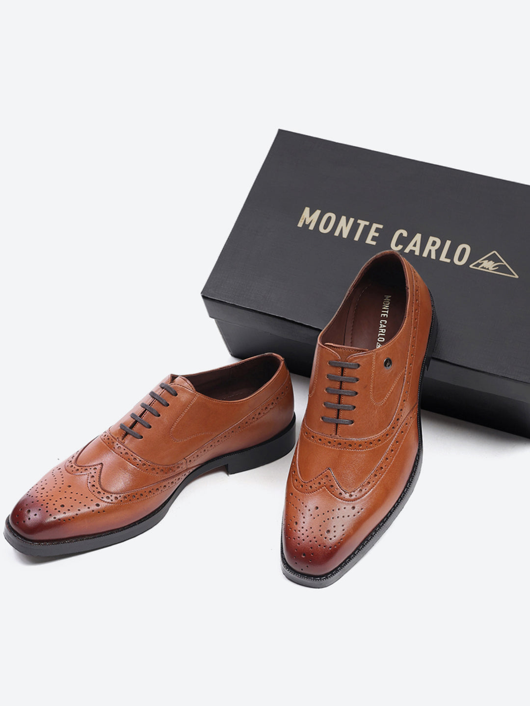 Men Tan Lace Up Leather Loafers