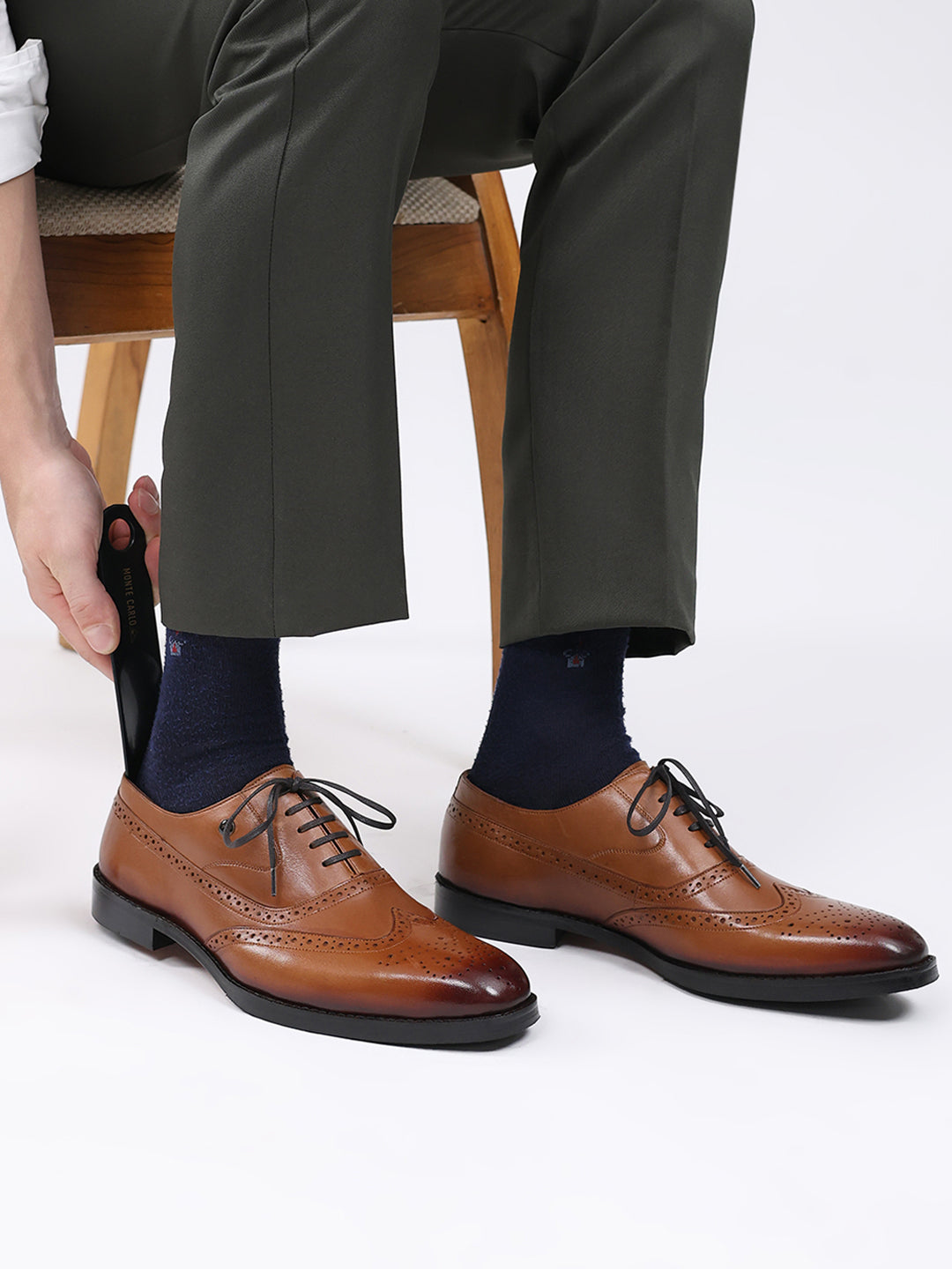 Men Tan Lace Up Leather Formal Brogues