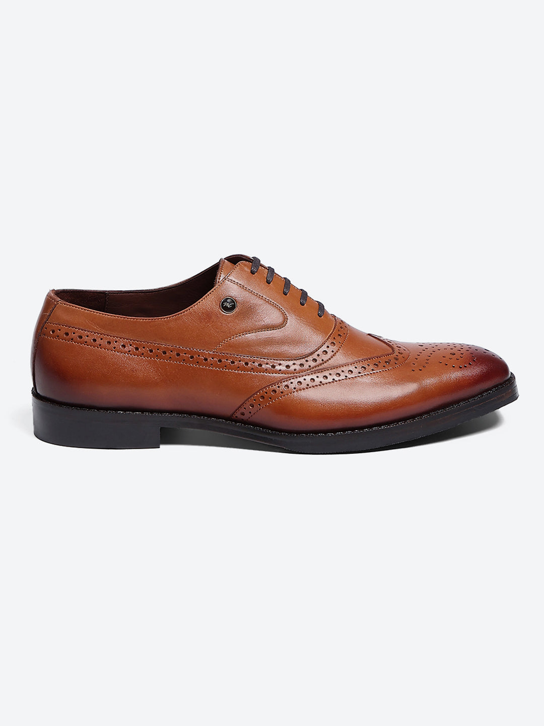 Men Tan Lace Up Leather Formal Brogues