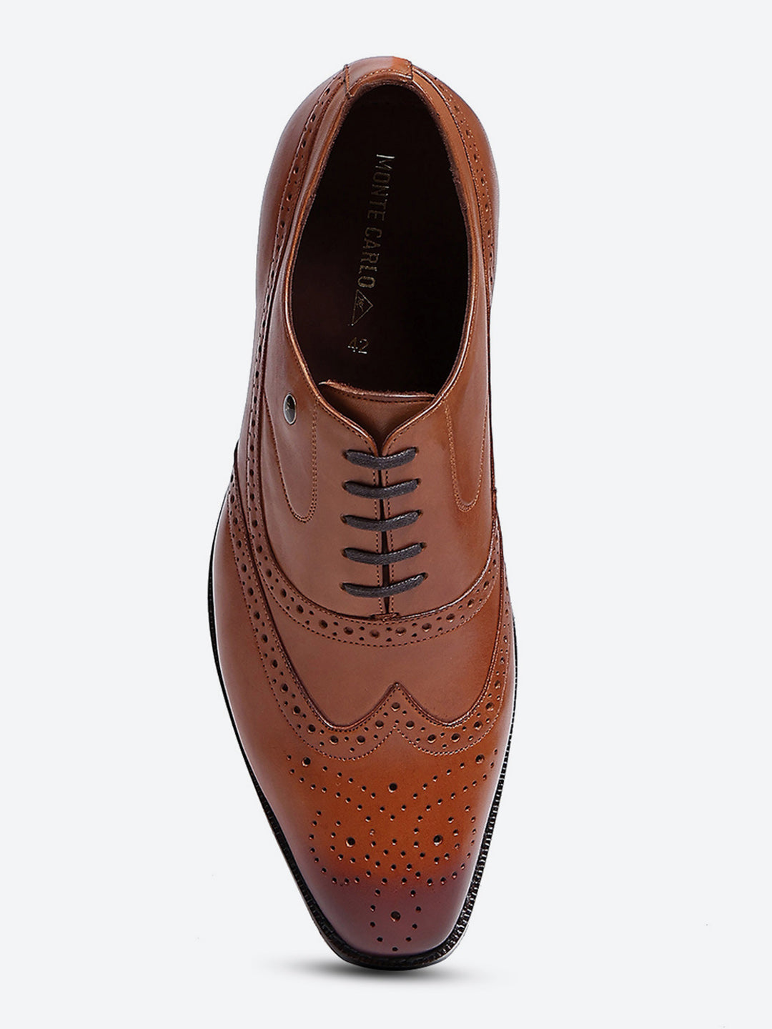 Men Tan Lace Up Leather Formal Brogues