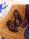 Men Cherry Lace Up Leather Loafers