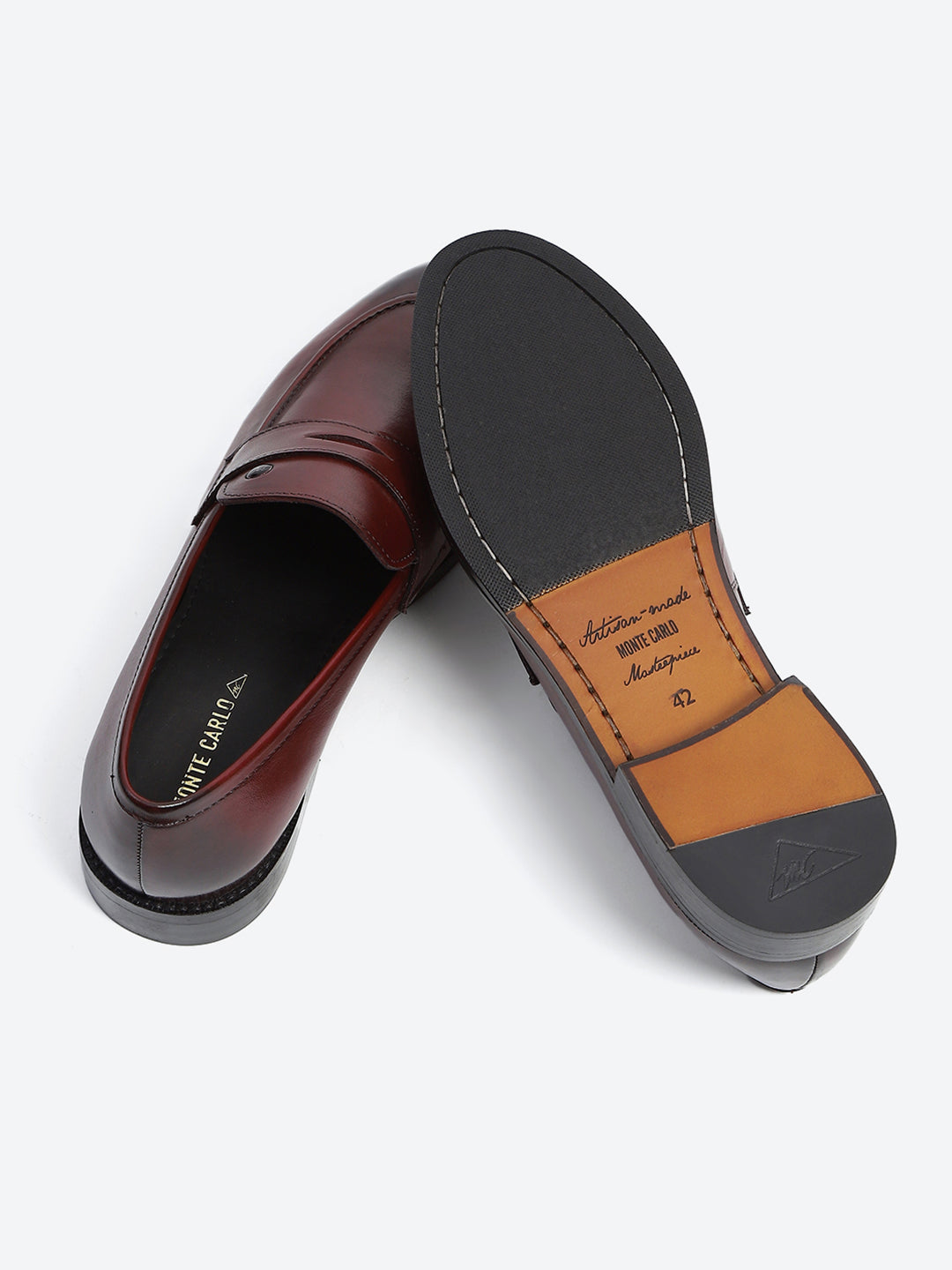 Men Cherry Slip on Leather Loafers