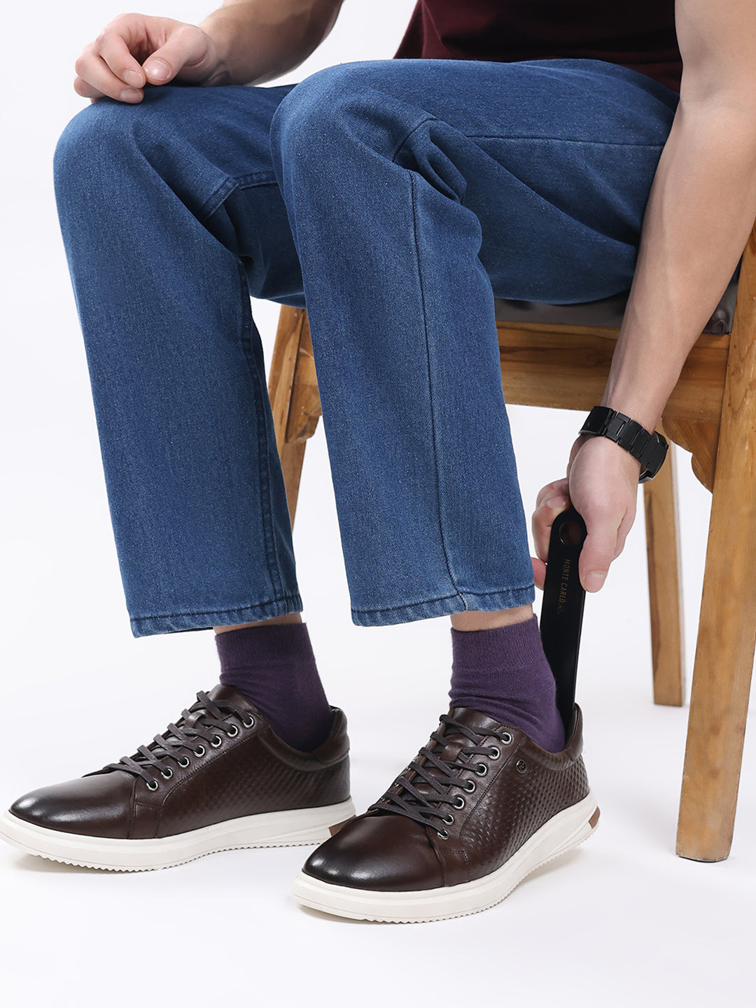 Men Brown Lace Up Leather Casual Shoes