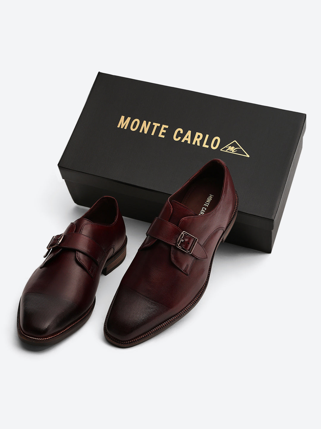 Men Cherry Elastic Leather Formal Monks