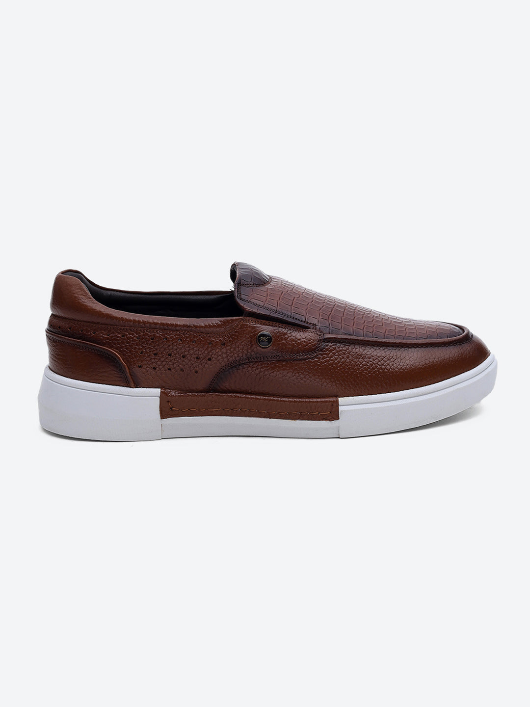 Monte Carlo Tan Croc Print Leather Casual Slip on Shoes for Men