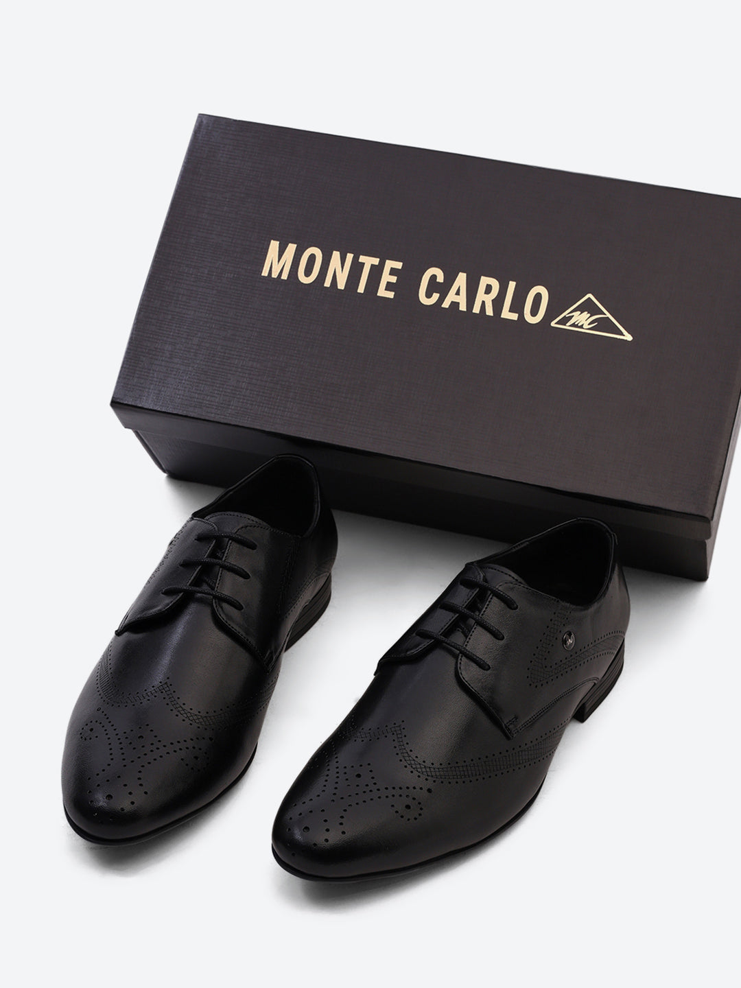 Men Black Lace Up Leather Formal Derby