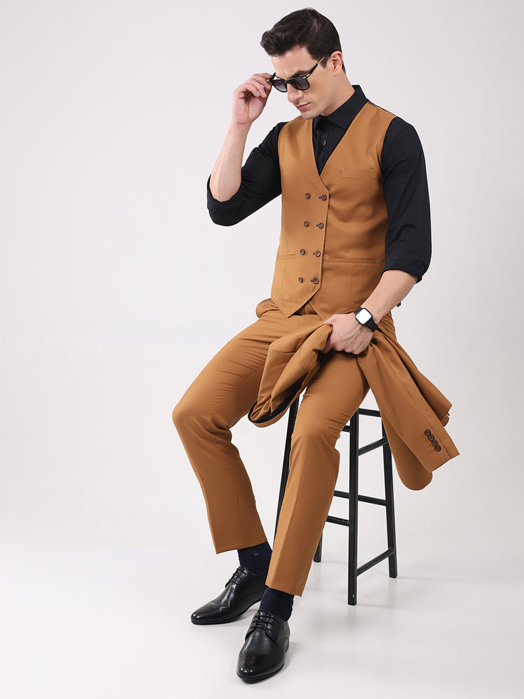 Men Black Lace Up Leather Formal Derby