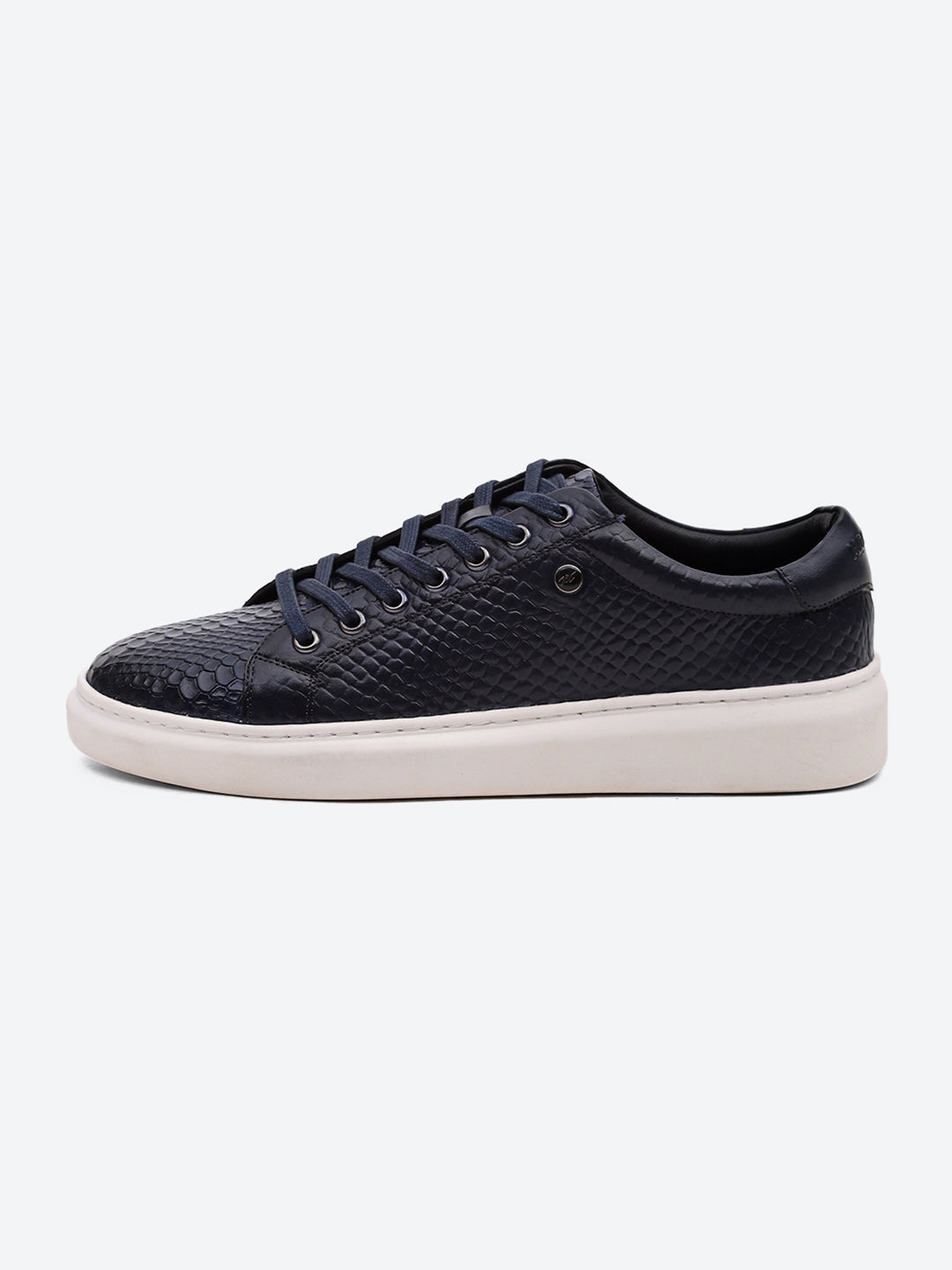Buy Men Navy Blue Lace Up Leather Sneakers - Stylish & Comfortable
