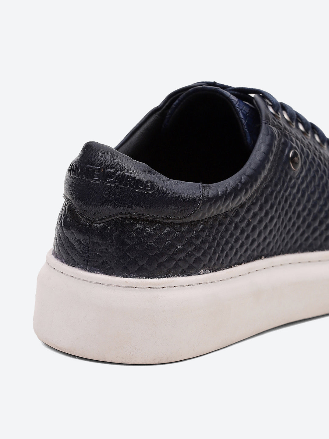 Buy Men Navy Blue Lace Up Leather Sneakers - Stylish & Comfortable