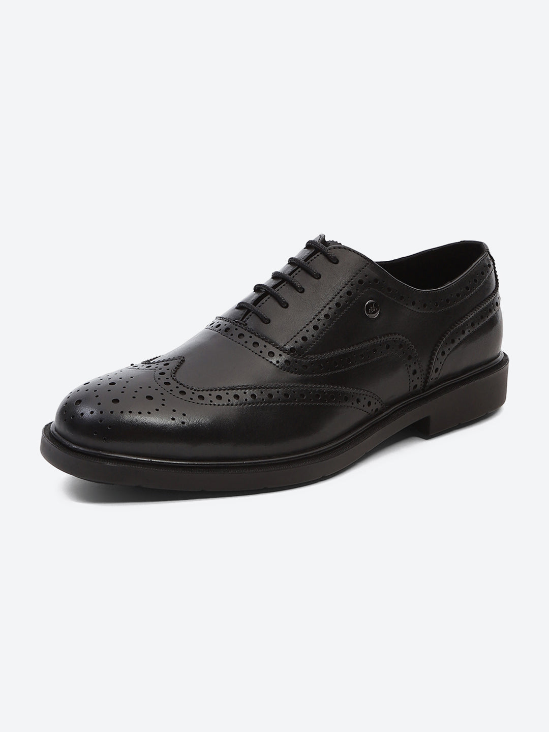 Men Black Lace Up Leather Formal Oxfords
