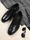 Men Black Lace Up Leather Formal Oxfords